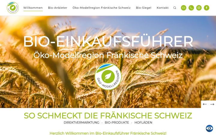 Screenshot of bioeinkaufsfuehrer-fraenkischeschweiz.de