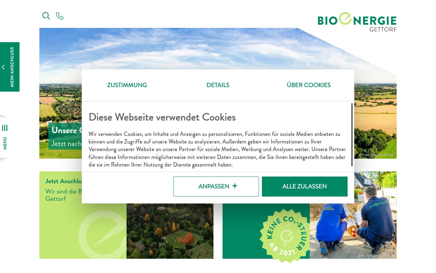 Captura de ecrã do banner de consentimento apresentado antes de qualquer interação