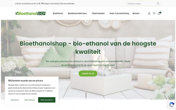 Screenshot of bioethanolshop.nl