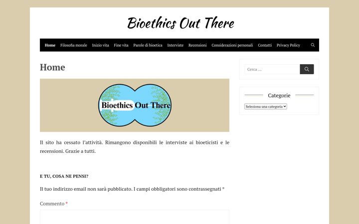Screenshot of bioethicsoutthere.altervista.org