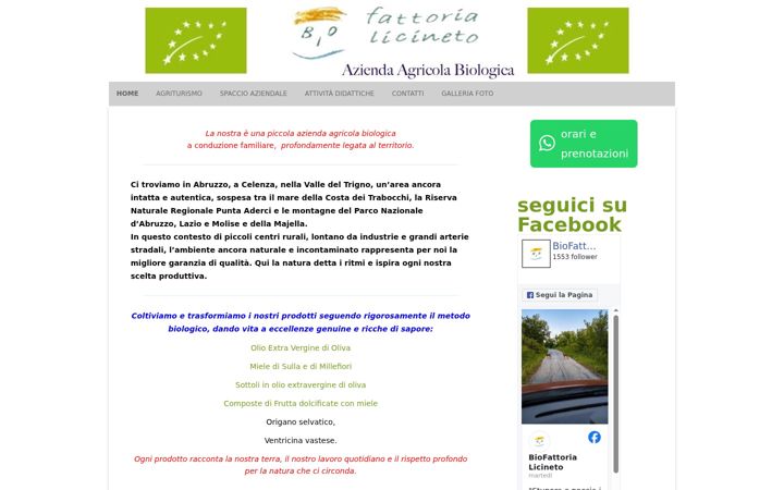 Screenshot of biofattorialicineto.it
