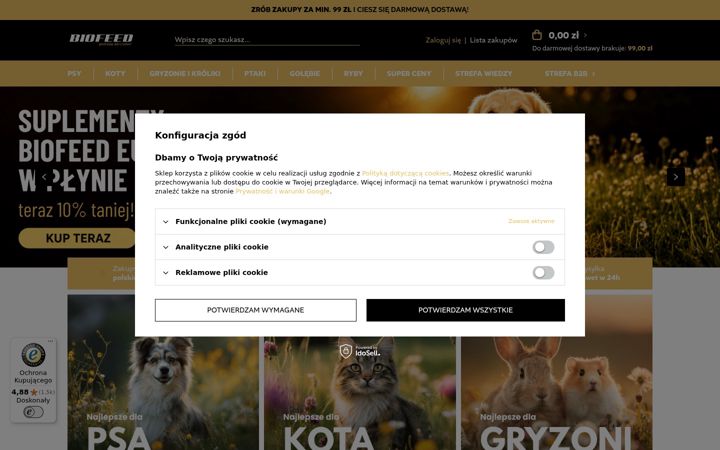 Screenshot stránky biofeedzoo.pl