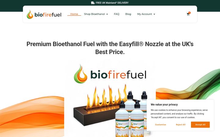 Snímek obrazovky biofirefuel.co.uk