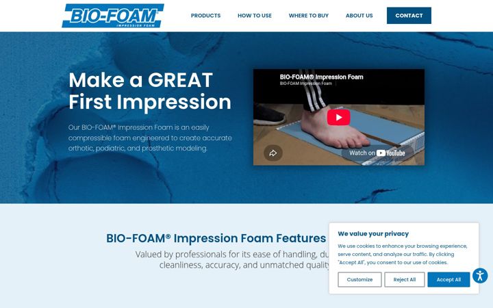 Screenshot of biofoamimpression.com