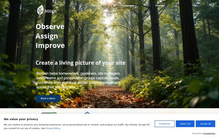Screenshot of biogain.ai