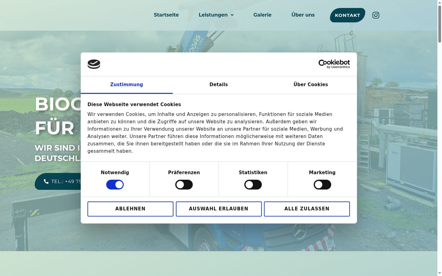 Screenshot of the consent banner shown before any interaction