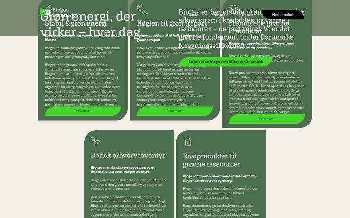 Screenshot of biogas.dk