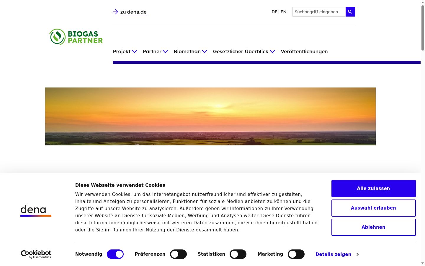 Screenshot of the consent banner shown before any interaction
