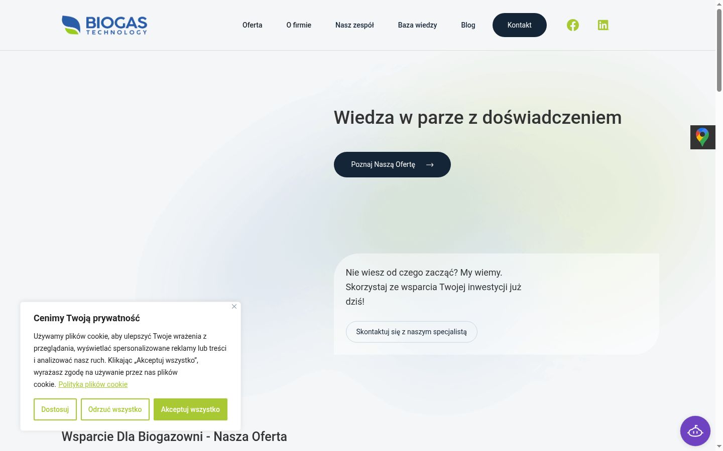 Zrzut ekranu banera zgody wyświetlanego przed jakąkolwiek interakcją