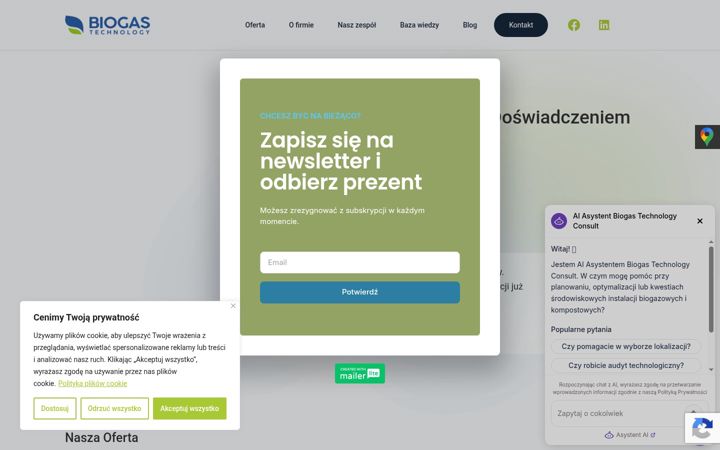 Captură de ecran a biogastechnology.pl