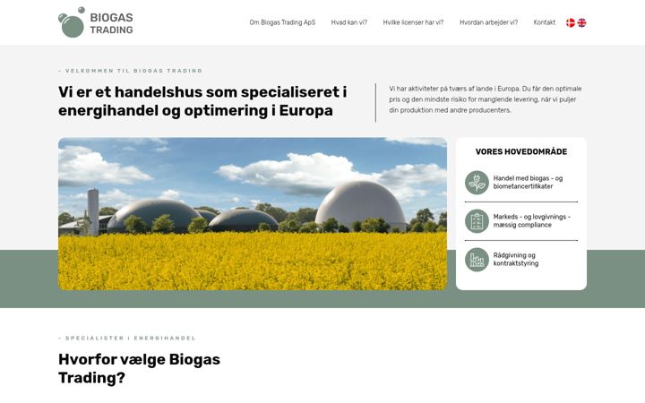 Screenshot di biogastrading.dk