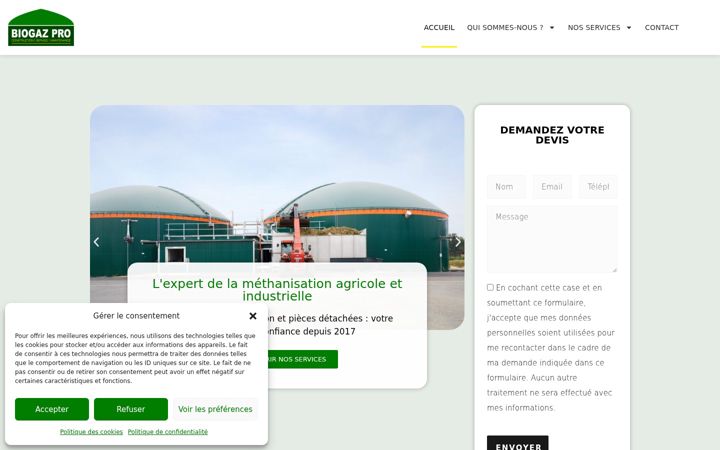 Snímek obrazovky biogazpro.fr
