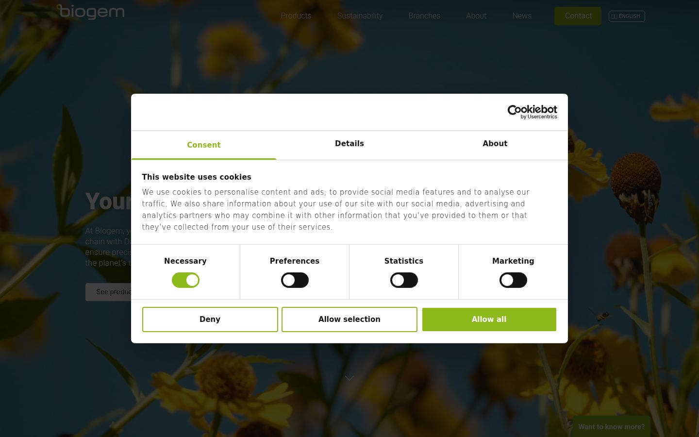Screenshot del banner di consenso mostrato prima di qualsiasi interazione
