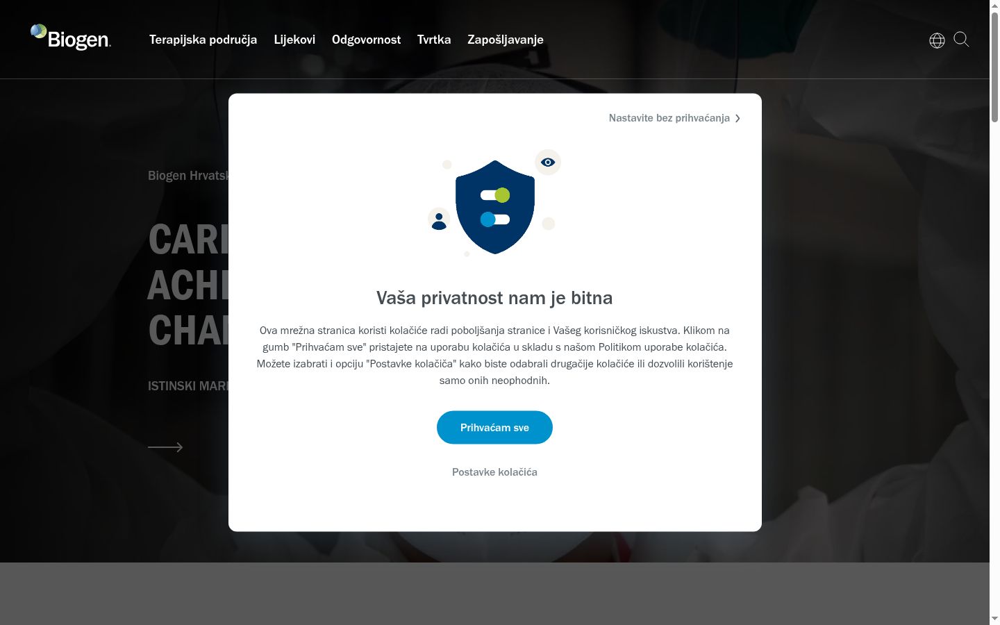 Képernyőkép a bármilyen interakció előtt megjelenő hozzájárulási bannerről