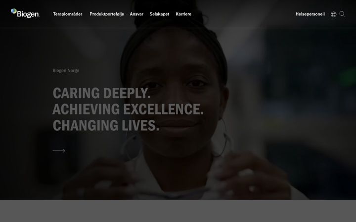Screenshot of biogen.no