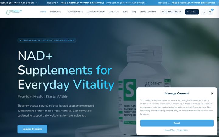 Snímek obrazovky biogency.com.au