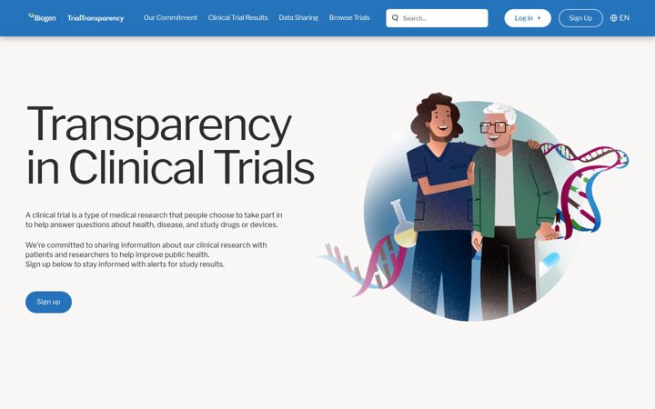 Screenshot of biogentrialtransparency.com