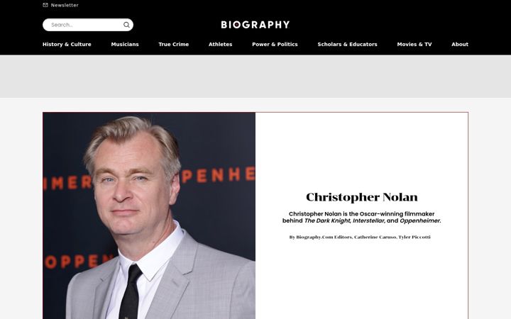 Екранна снимка на biography.com