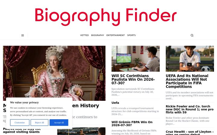 Screenshot of biographyfinder.com