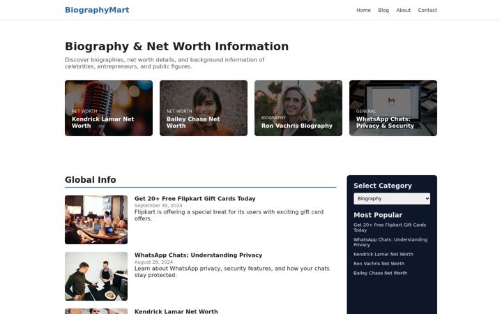 Screenshot of biographymart.com