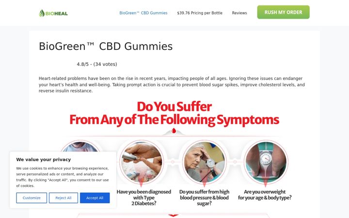 Screenshot of biogreencbdgummies.com