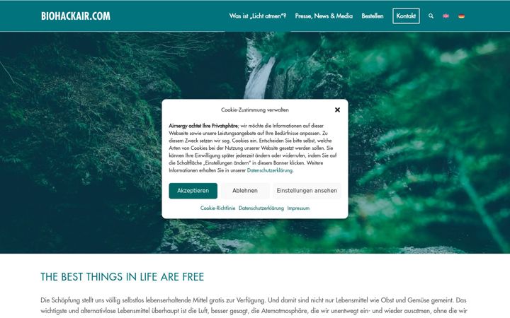Screenshot of biohackair.com