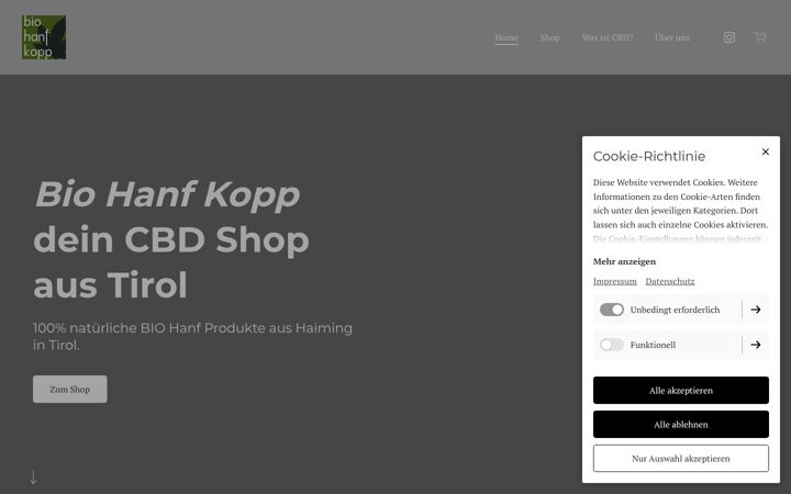 Screenshot of biohanfkopp.at