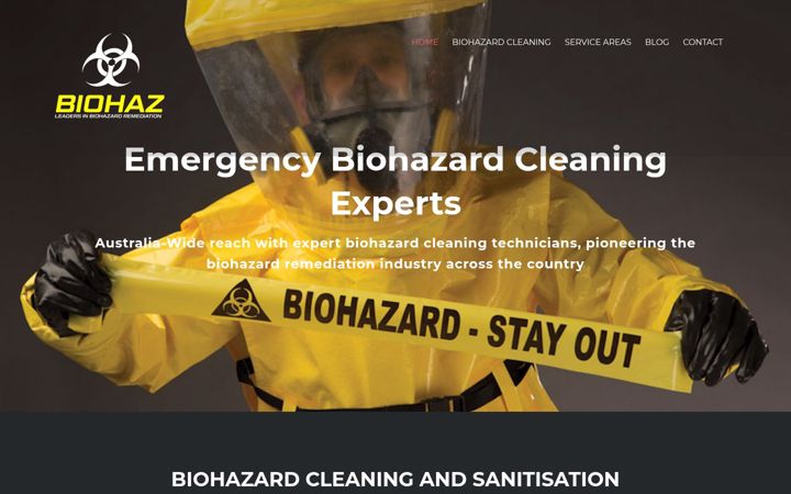 Snímek obrazovky biohazardcleaning.com.au