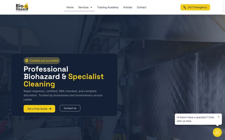 Screenshot of biohazardspecialistcleaning.co.uk