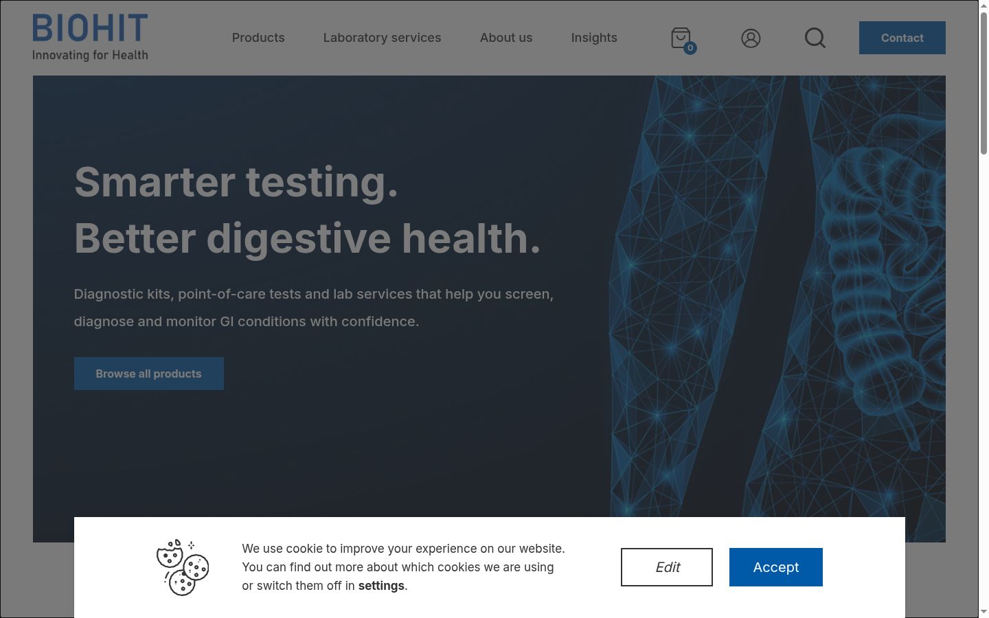 Screenshot del banner di consenso mostrato prima di qualsiasi interazione