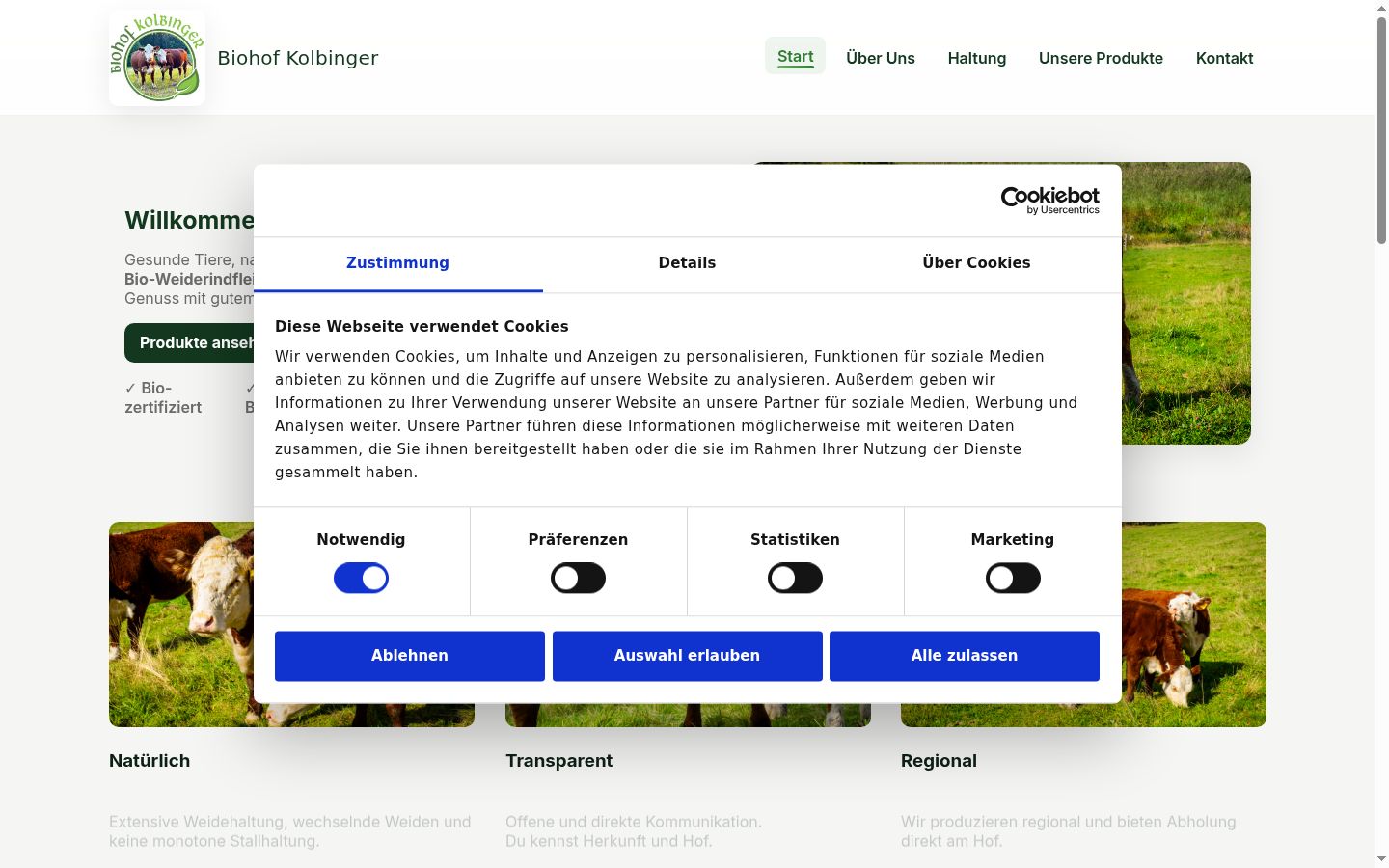 Screenshot of the consent banner shown before any interaction