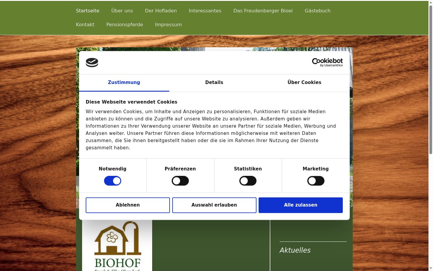 Screenshot of the consent banner shown before any interaction