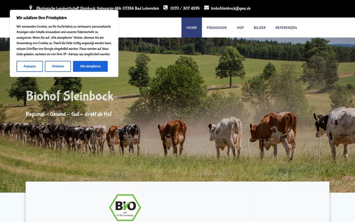 Screenshot of biohof-steinbock.de