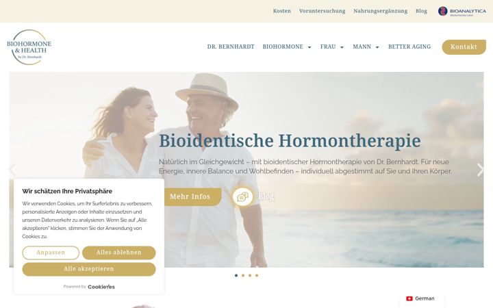 Screenshot of biohormontherapie.ch