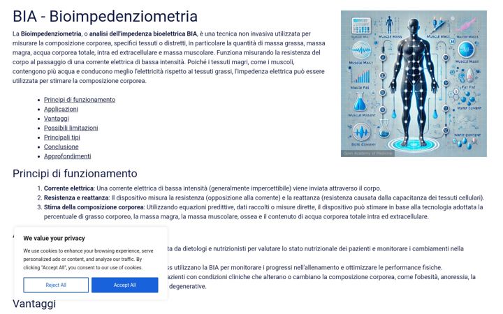 Screenshot of bioimpedenziometria.eu