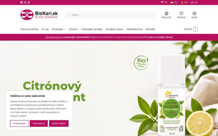 Screenshot of biokari.sk