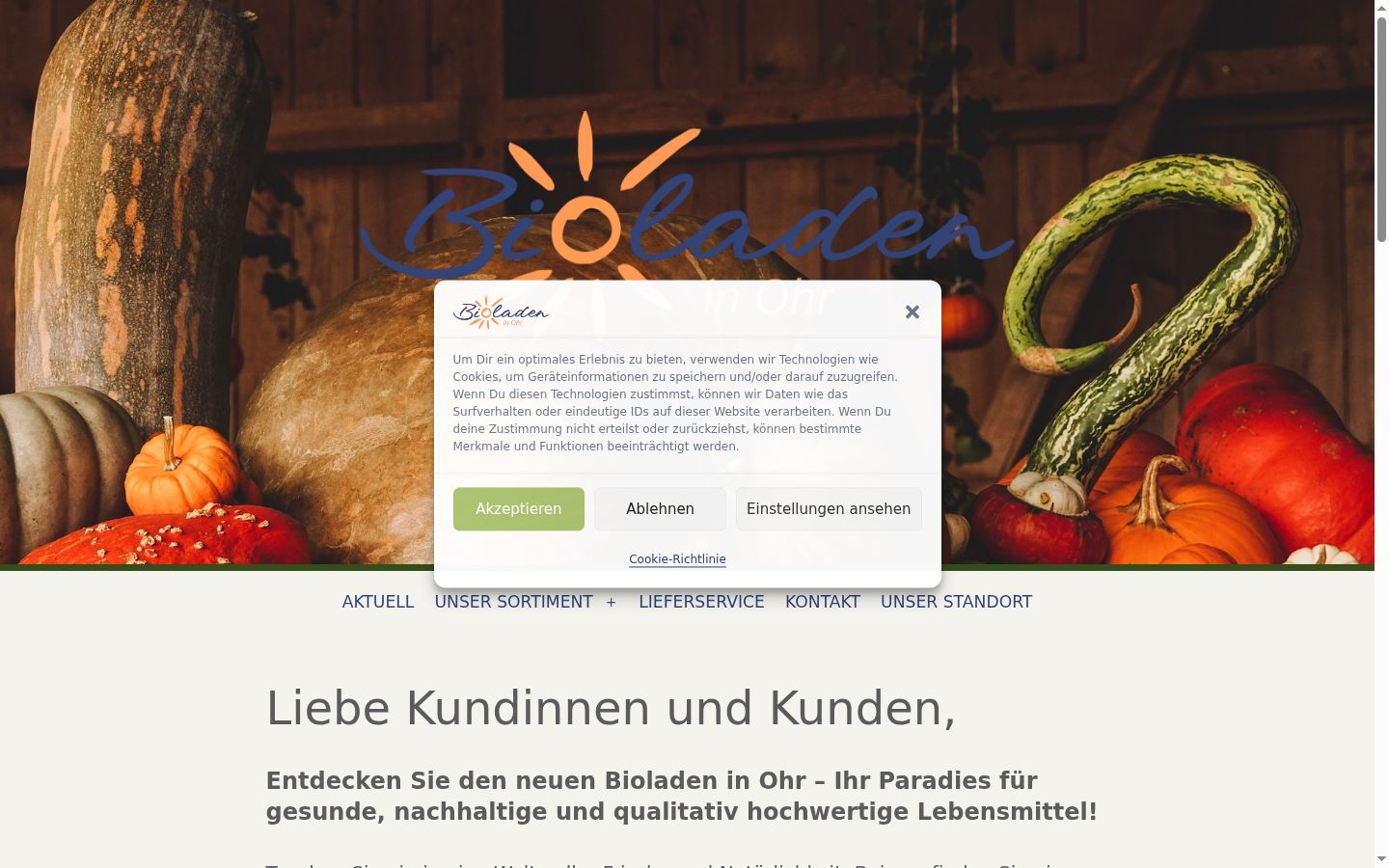 Screenshot of the consent banner shown before any interaction