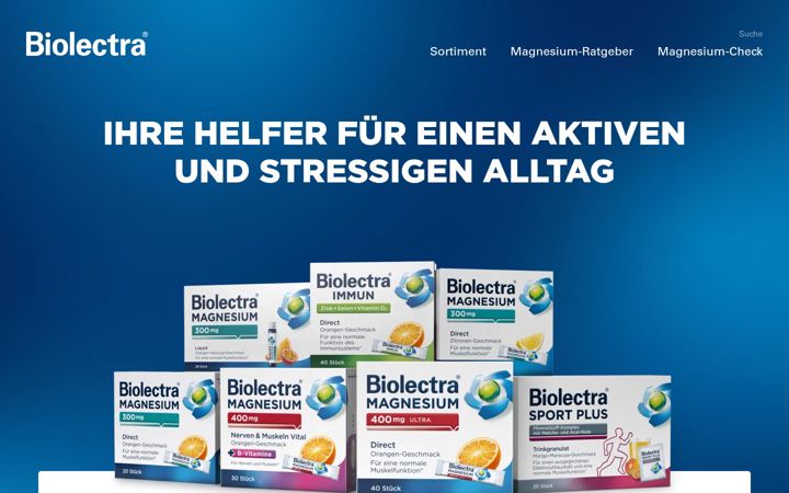 Screenshot of biolectra-magnesium.at