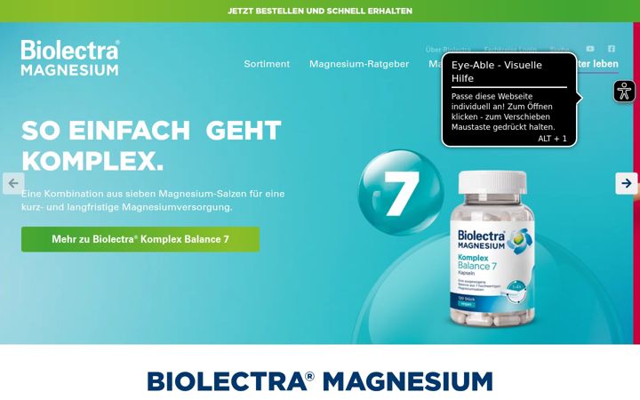 Képernyőkép: biolectra-magnesium.de