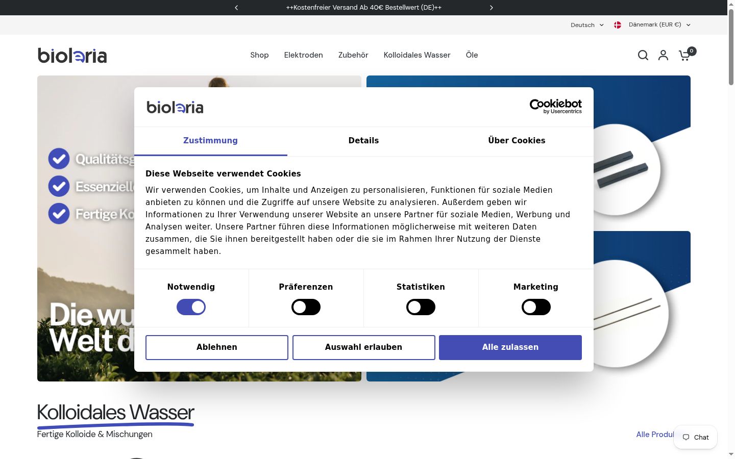 Screenshot van de toestemmingsbanner zoals getoond vóór enige interactie