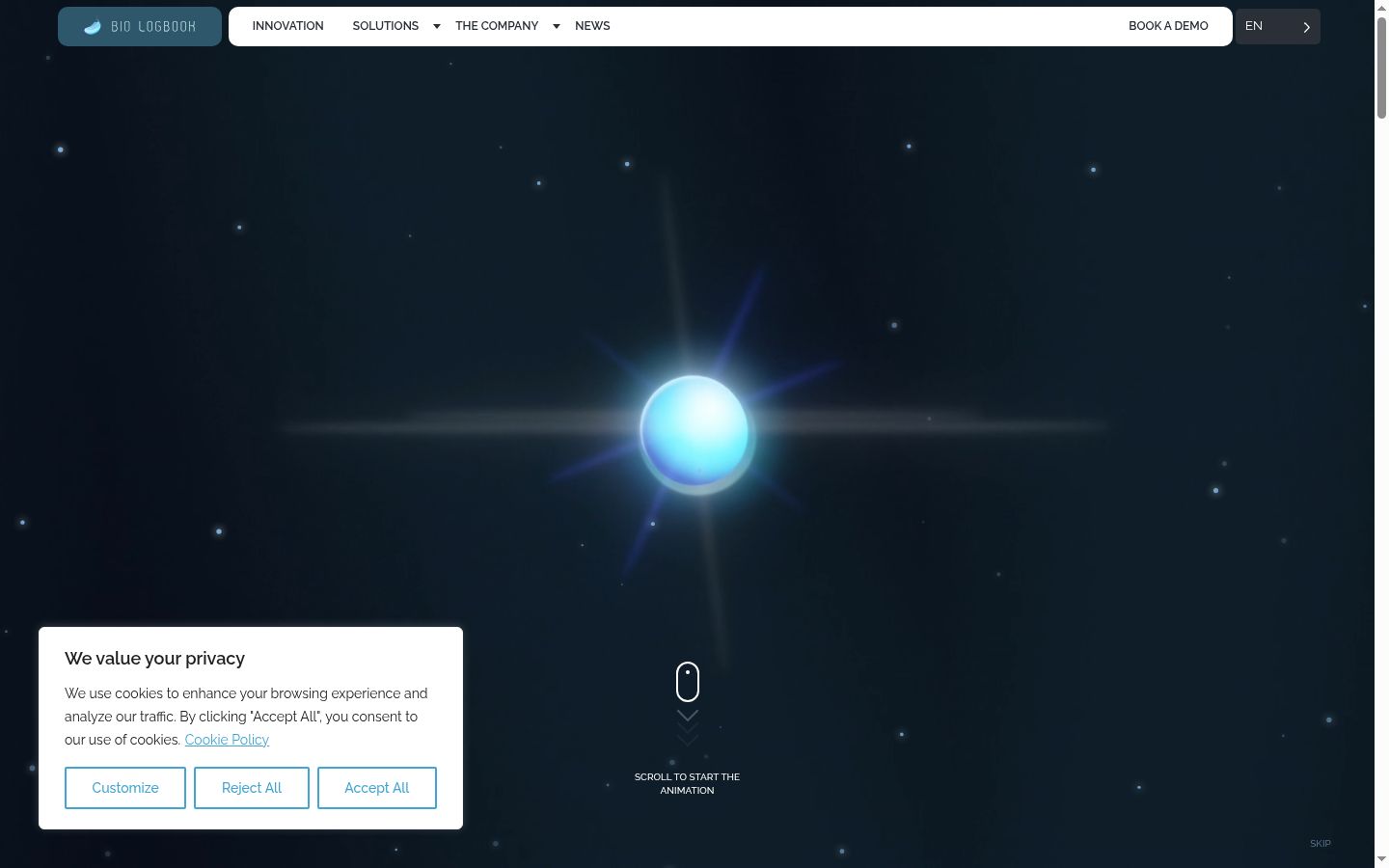 Screenshot of the consent banner shown before any interaction