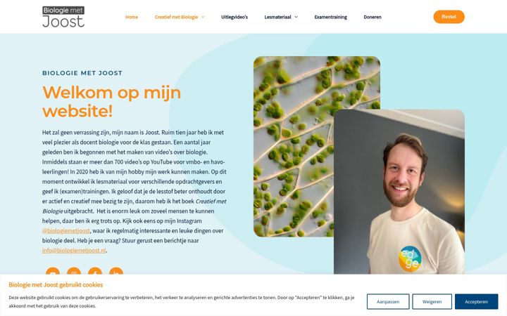 Screenshot ta' biologiemetjoost.nl