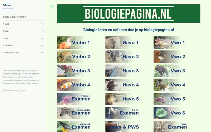Screenshot of biologiepagina.nl