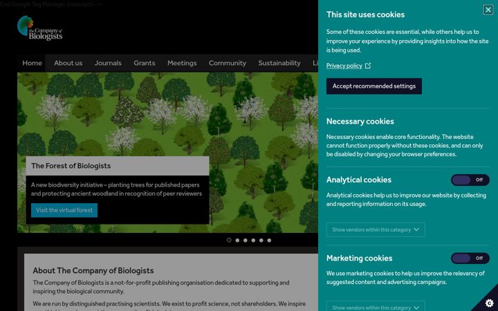 Screenshot ta' biologists.com