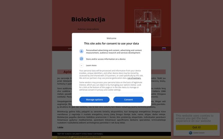 Screenshot di biolokacija.lt