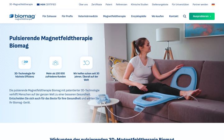 Screenshot of biomag-magnetfeldtherapie.de