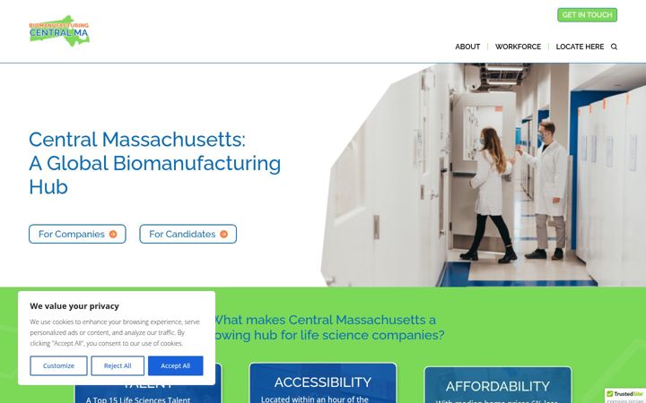 Screenshot of biomanufacturingcentral.bio