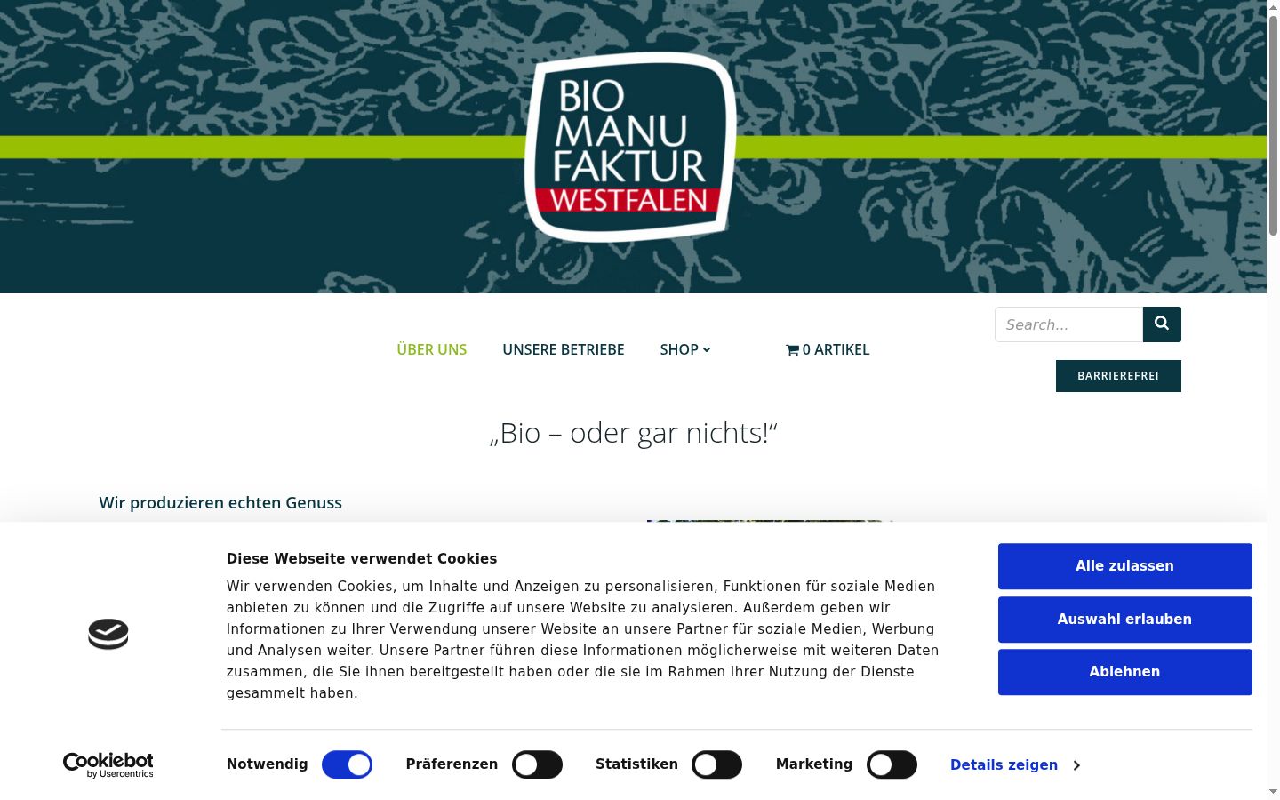 Screenshot of the consent banner shown before any interaction