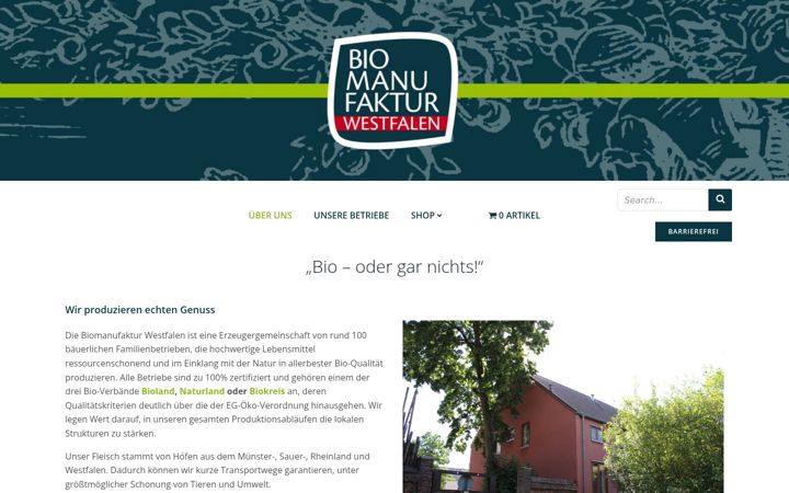 Snimka zaslona za biomanufaktur-westfalen.de
