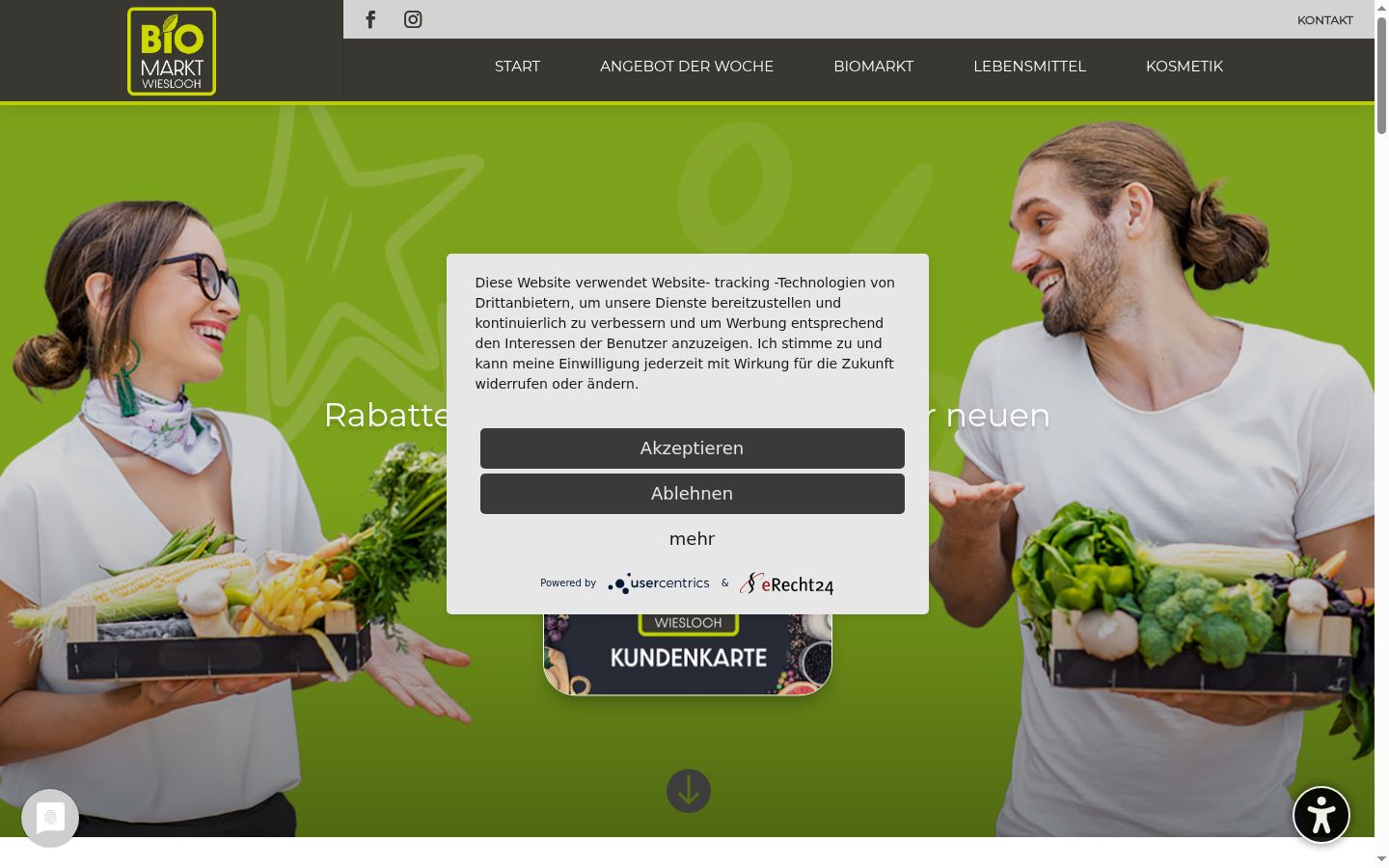 Screenshot of the consent banner shown before any interaction